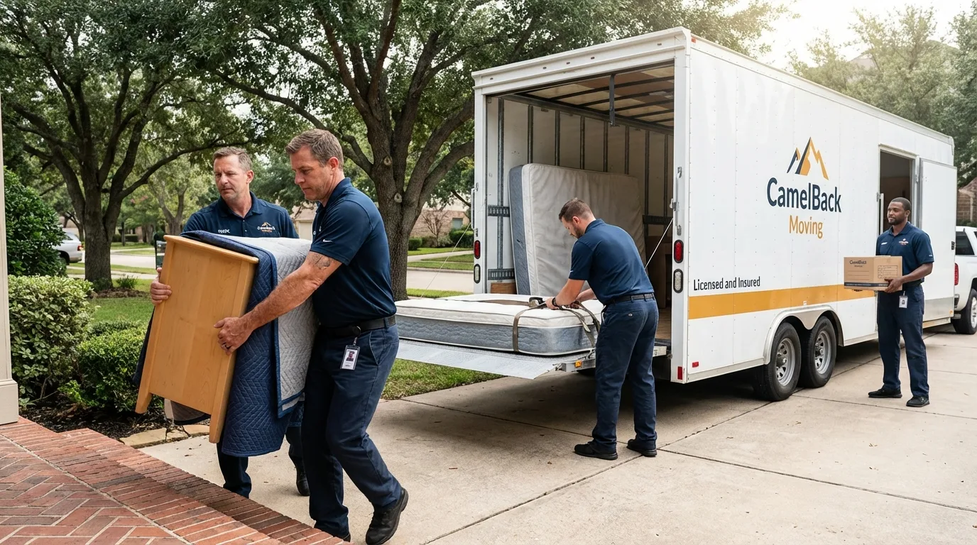 Crew loading residential truck for cross-state move from Tomah, WI