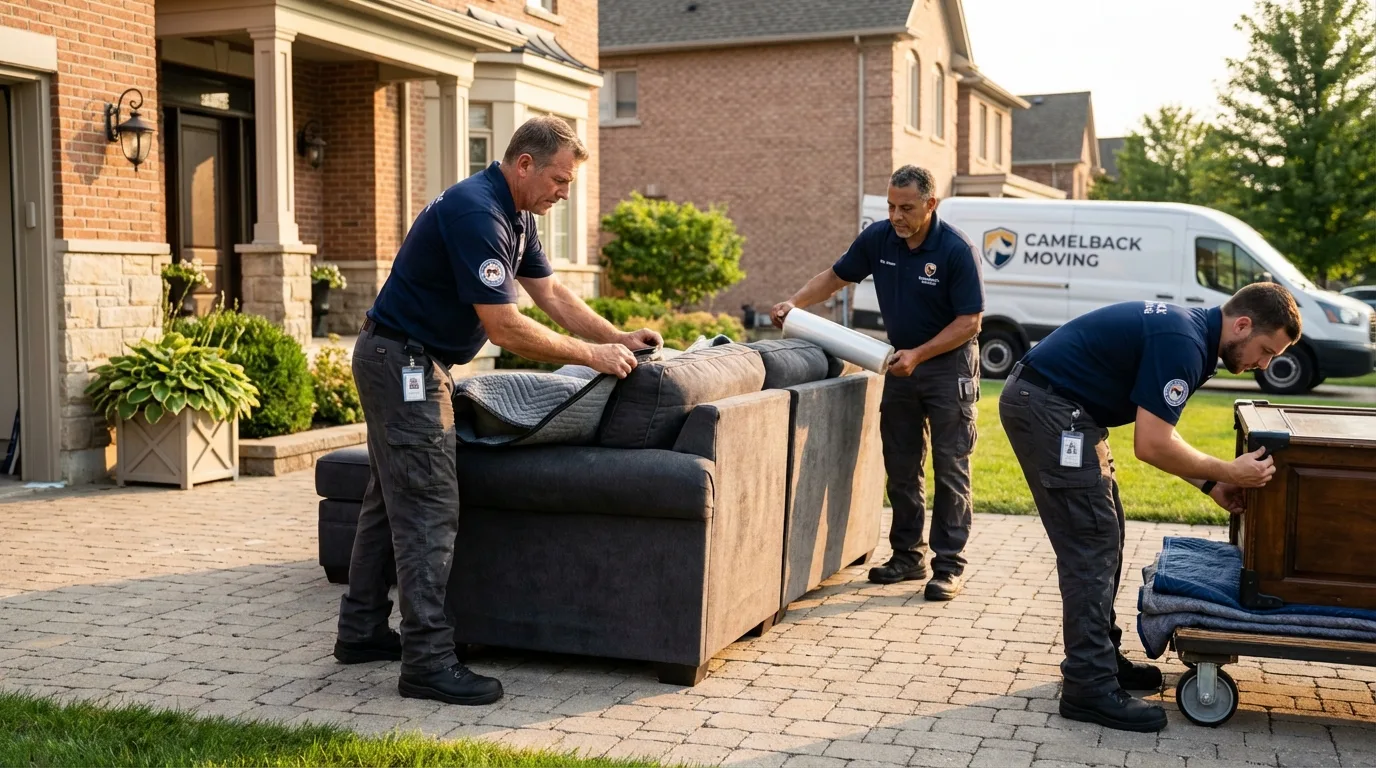 Large estate moving crew wrapping furniture in Tomah, WI