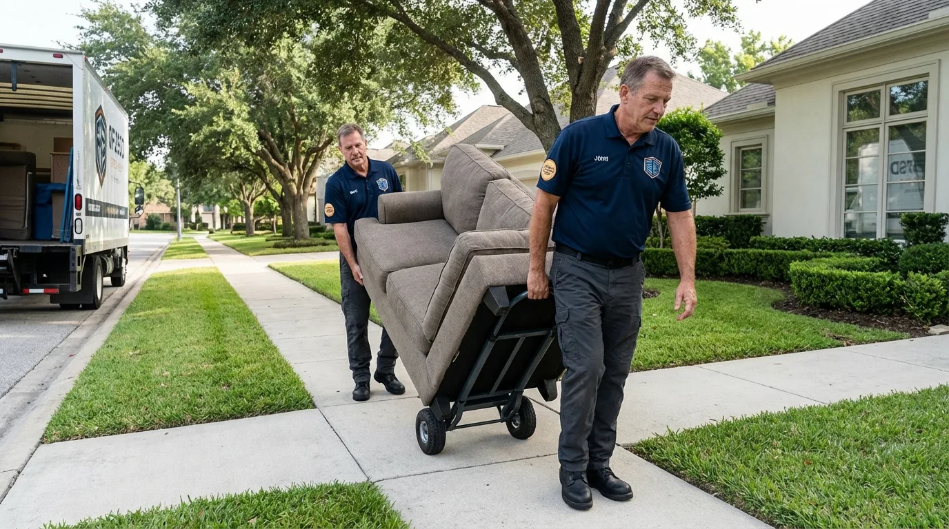 Local residential moving crew loading furniture in Tomah, WI